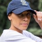 Brandi Benson wearing a Sarcoma Alliance baseball cap